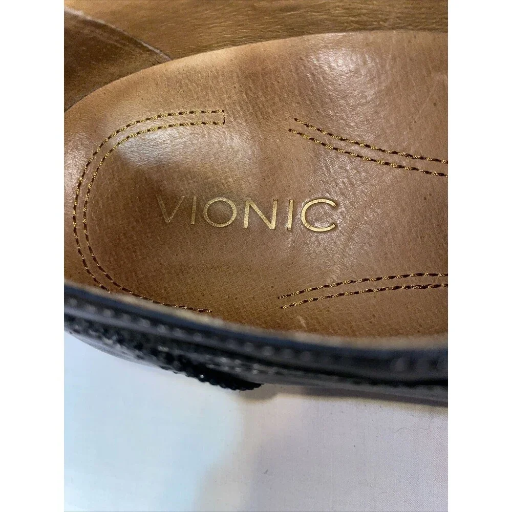 Vionic Dress Wingtips Mens Size 13 M Black Leather Oxfords Arch Support Comfort